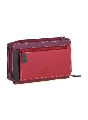Zippered Wallet With Shoulder Strap Maroon/Orange