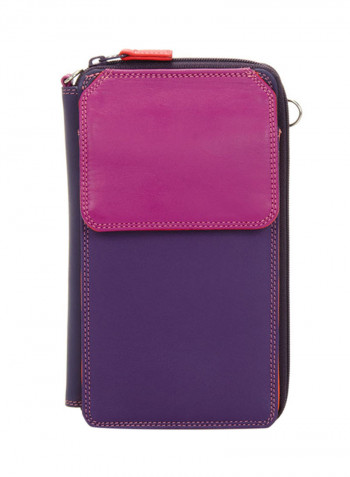 Zip Round Multi Purse With Shoulder Strap Sangria