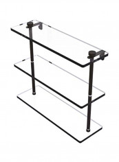 Triple Tiered Glass Shelf Black/Clear 16inch reviews Triple Tiered Glass Shelf Black/Clear 16inch
