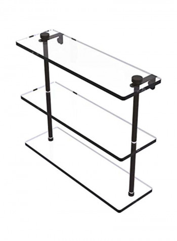 Triple Tiered Glass Shelf Black/Clear 16inch