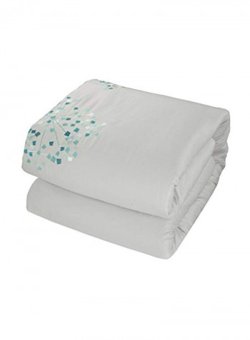 8-Piece Comforter Set Polyester White/Green