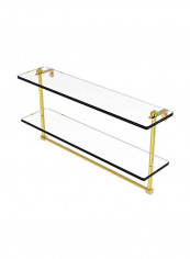 Two Tiered Integrated Towel Bar Glass Shelf Clear/Gold 22inch