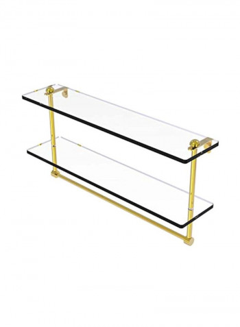 Two Tiered Integrated Towel Bar Glass Shelf Clear/Gold 22inch