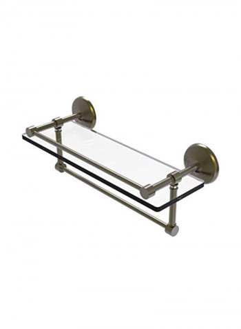 Gallery Towel Bar Glass Shelf Antique Brass/Clear 16inch