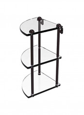 Three Tier Corner Glass Shelf Bronze/Clear