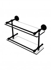 Waverly Collection Double Gallery Rail Glass Shelf Clear/Matte Black 16inch