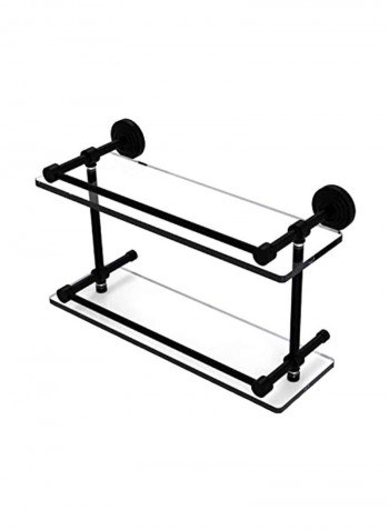 Waverly Collection Double Gallery Rail Glass Shelf Clear/Matte Black 16inch