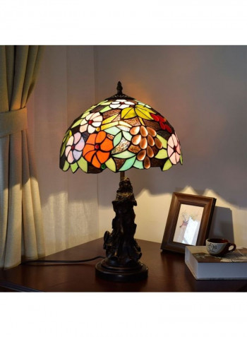 Retro Grape Flower Stained Glass Lampshade Table Lamp UK Plug Multicolour