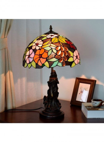 Retro Grape Flower Stained Glass Lampshade Table Lamp UK Plug Multicolour