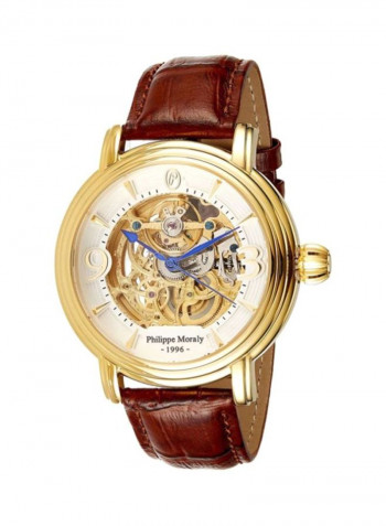 Men's Leather Analog Watch LA1431GWO