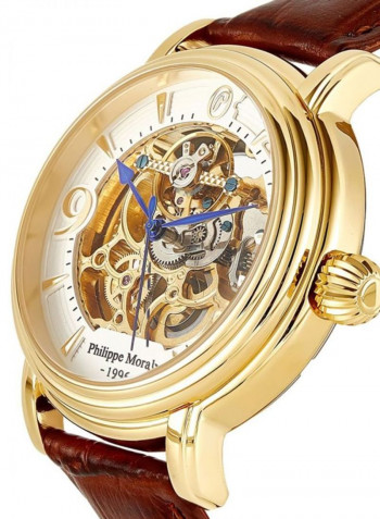 Men's Leather Analog Watch LA1431GWO