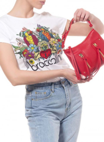 Ginger Logo Detail Shoulder Bag Red