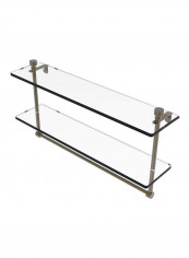 Foxtrot Collection 2-tier Glass Shelf With Integrated Towel Bar Clear/Silver 22x5x12inch