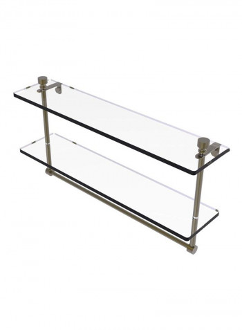 Foxtrot Collection 2-tier Glass Shelf With Integrated Towel Bar Clear/Silver 22x5x12inch