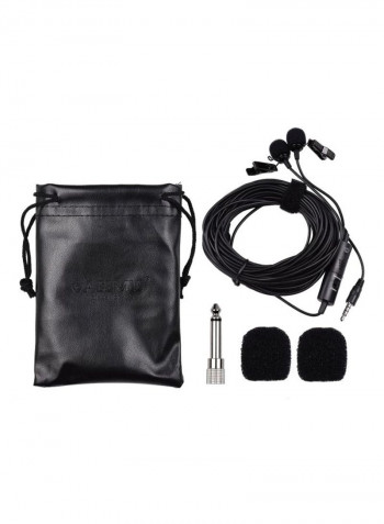 EM2 Omni-Directional Dual Head Condenser Lavalier Microphone 1D8239 Black
