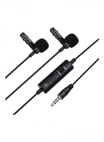 EM2 Omni-Directional Dual Head Condenser Lavalier Microphone 1D8239 Black