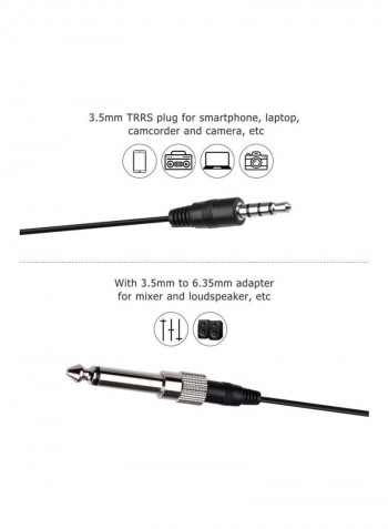 EM2 Omni-Directional Dual Head Condenser Lavalier Microphone 1D8239 Black