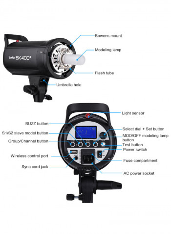 SK400II Studio Flash Strobe Light Black