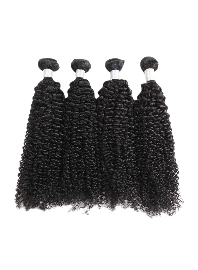 4-Piece Curly Lace Closure Human Hair Extension Black