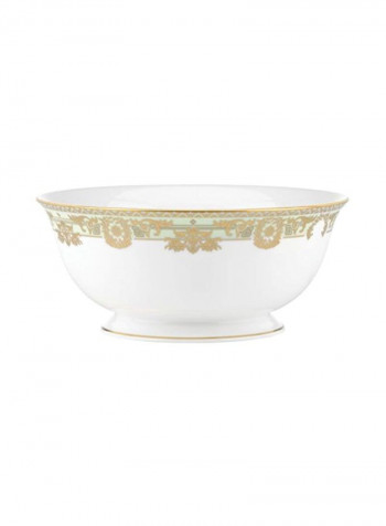 Bone China Serving Bowl White/Gold/Aqua 8.5inch