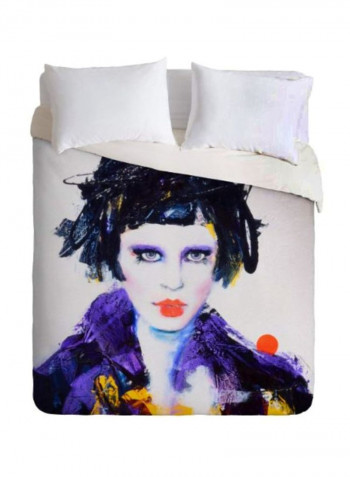 Polyester Printed Duvet Cover Polyester Green/White Queen