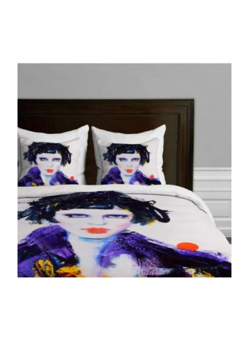 Polyester Printed Duvet Cover Polyester Green/White Queen