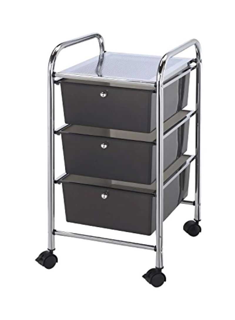 3-Piece Storage Drawer Cart Smoke 26x13x15.5inch