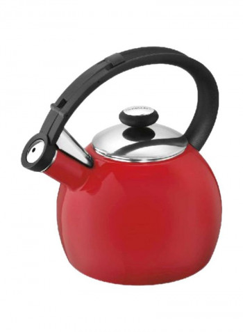 Porcelain Tea Kettle Red/Black/Silver 7.8x7.8x9inch