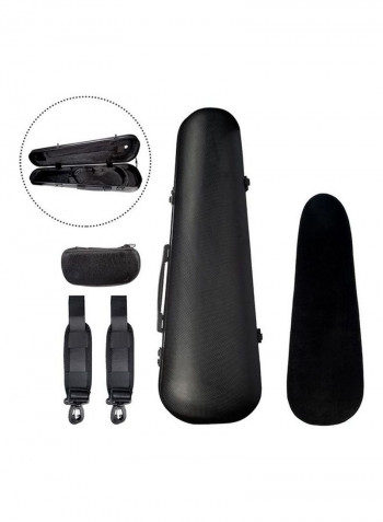 4/4 Full Size Portable Carbon Fiber Violin Case Hardshell Storage Bag Box with Hygrometer Straps