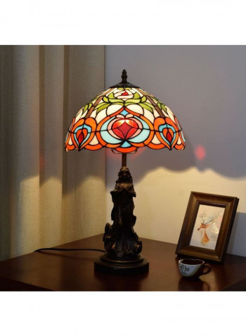 Creative Retro Stained Glass Lampshade Table Lamp UK Plug Multicolour