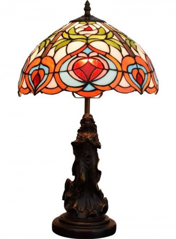 Creative Retro Stained Glass Lampshade Table Lamp UK Plug Multicolour