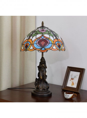 Creative Retro Stained Glass Lampshade Table Lamp UK Plug Multicolour