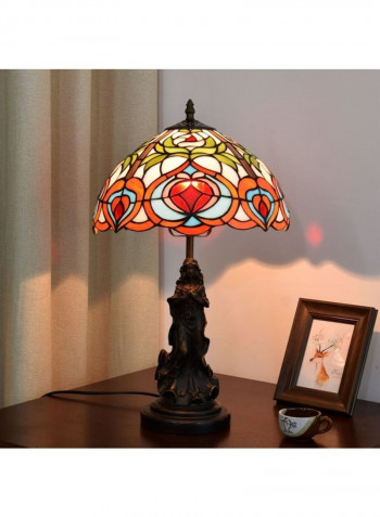 Creative Retro Stained Glass Lampshade Table Lamp UK Plug Multicolour