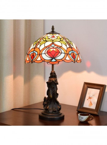 Creative Retro Stained Glass Lampshade Table Lamp UK Plug Multicolour