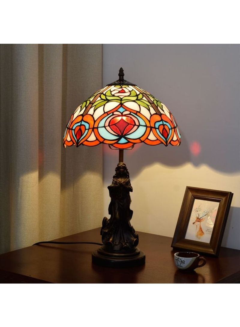 Creative Retro Stained Glass Lampshade Table Lamp US Plug Multicolour