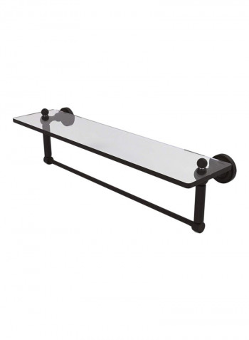 Glass Shelf With Towel Bar Black/Clear 22x5inch