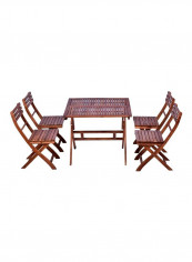 5-Piece Acacia Wood Garden Dining Set Brown Table Size:76x90cm,Chair Size: 84x52x47cmcm