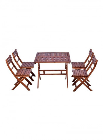 5-Piece Acacia Wood Garden Dining Set Brown Table Size:76x90cm,Chair Size: 84x52x47cmcm
