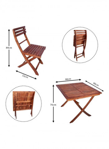 5-Piece Acacia Wood Garden Dining Set Brown Table Size:76x90cm,Chair Size: 84x52x47cmcm