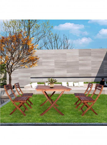 5-Piece Acacia Wood Garden Dining Set Brown Table Size:76x90cm,Chair Size: 84x52x47cmcm