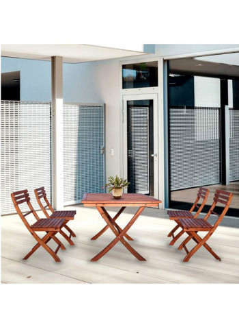 5-Piece Acacia Wood Garden Dining Set Brown Table Size:76x90cm,Chair Size: 84x52x47cmcm