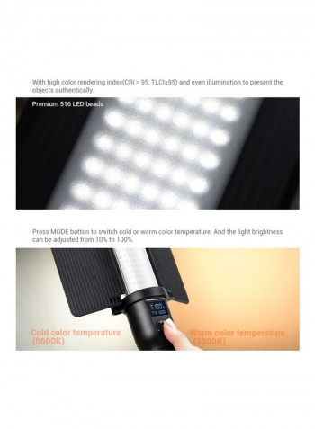 Handheld LED Photography Light 565x56millimeter Black