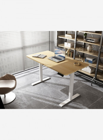 Standing Desk I Electric Height Adjustable Desk with single motor White/Oak