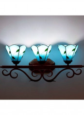 Mediterranean Glass Three Heads Wall Lamp Blue/Brown