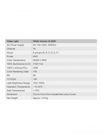 SL-60W 5600K LED Video Light For Photo Studio Photography Black