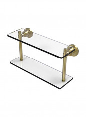 Washing Square Collection 2-Tire Glass Shelf Clear/Gold 16x5x8inch