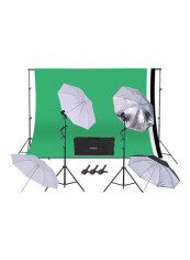 Backdrop Support System And Studio Lighting Set White/Black/Green