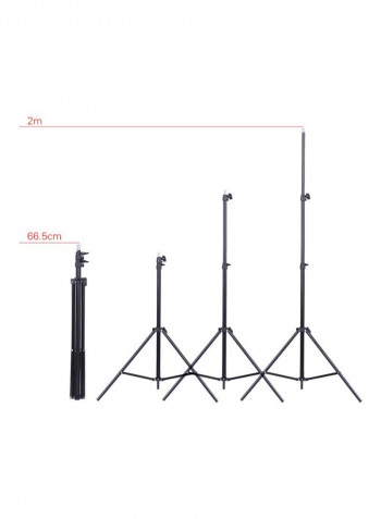 Backdrop Support System And Studio Lighting Set White/Black/Green