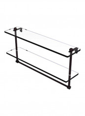 Two Tiered Towel Bar Glass Shelf Clear/Black 22inch