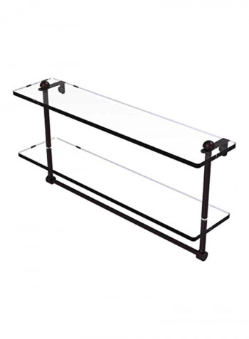 Two Tiered Towel Bar Glass Shelf Clear/Black 22inch
